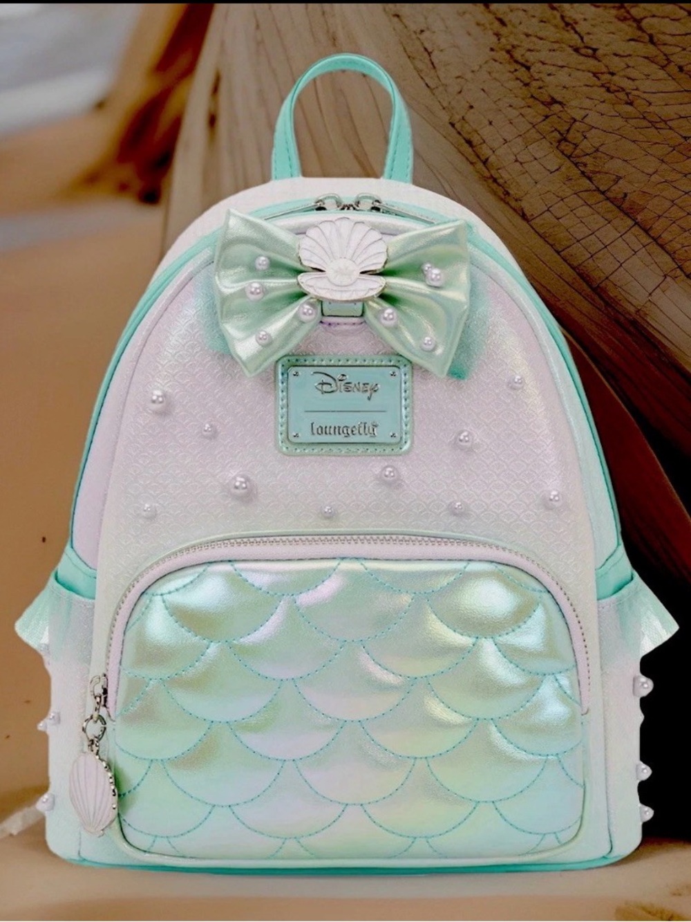 NEW Loungefly Disney The Little Mermaid ARIEL Green Iridescent Pearls Backpack